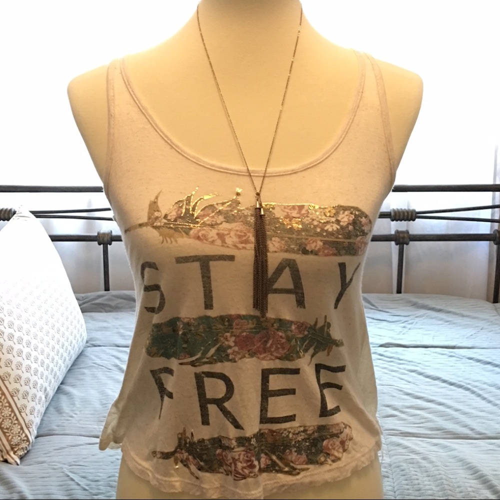 "Stay Free" Boho Feather Tank